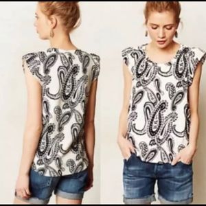 Anthropologie Deletta Ivory Black too Size S